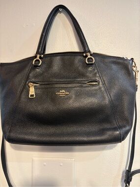 Coach Black Leather Satchel Bag with Gold Hardware